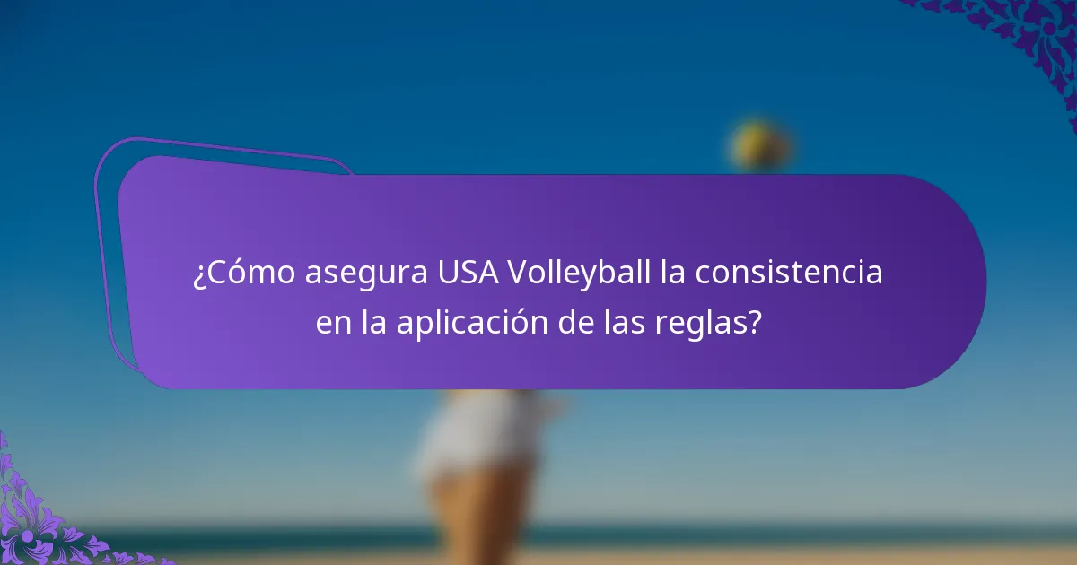 ¿Cómo asegura USA Volleyball la consistencia en la aplicación de las reglas?