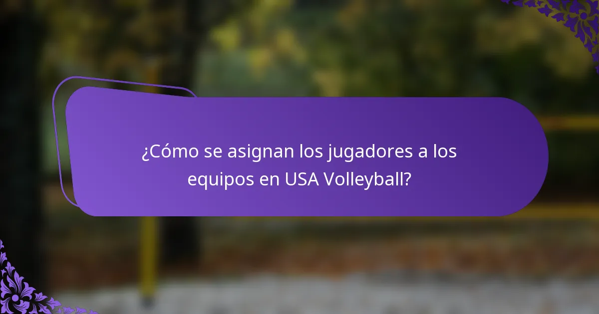 ¿Cómo se asignan los jugadores a los equipos en USA Volleyball?