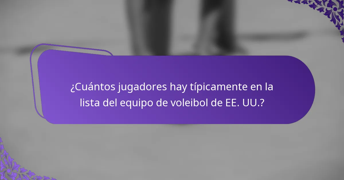 ¿Cuántos jugadores hay típicamente en la lista del equipo de voleibol de EE. UU.?