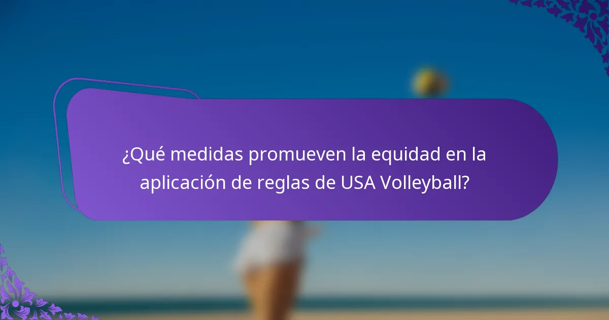 ¿Qué medidas promueven la equidad en la aplicación de reglas de USA Volleyball?
