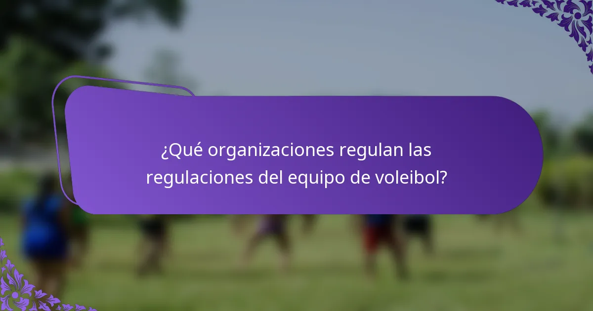 ¿Qué organizaciones regulan las regulaciones del equipo de voleibol?